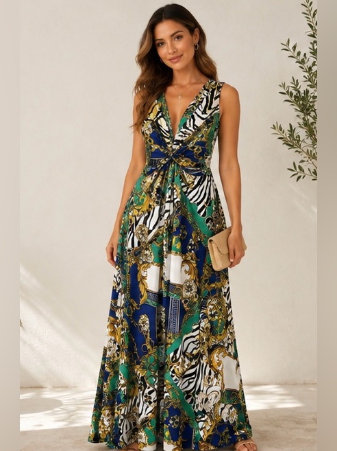 Frank Lyman - Scarf Print Maxi Dress
